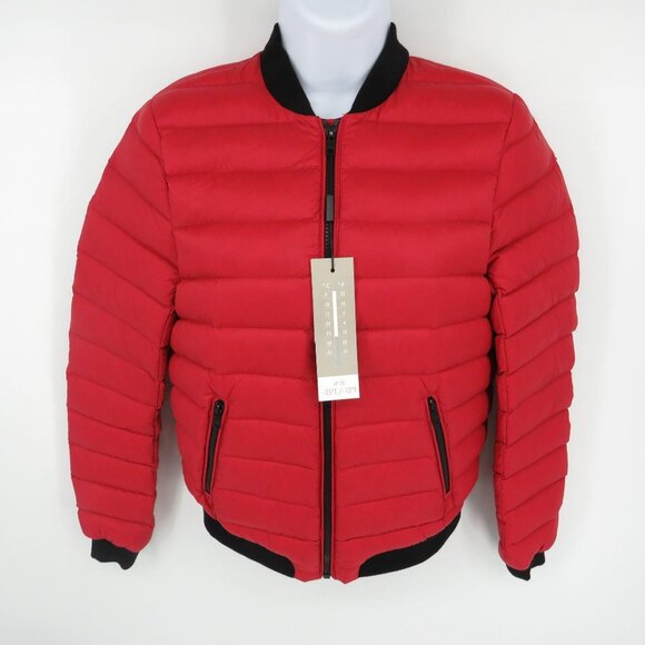 Sandova Women's XS Red Puffer Jacket Black Ribbed Trim NWT $295 - Picture 1 of 6
